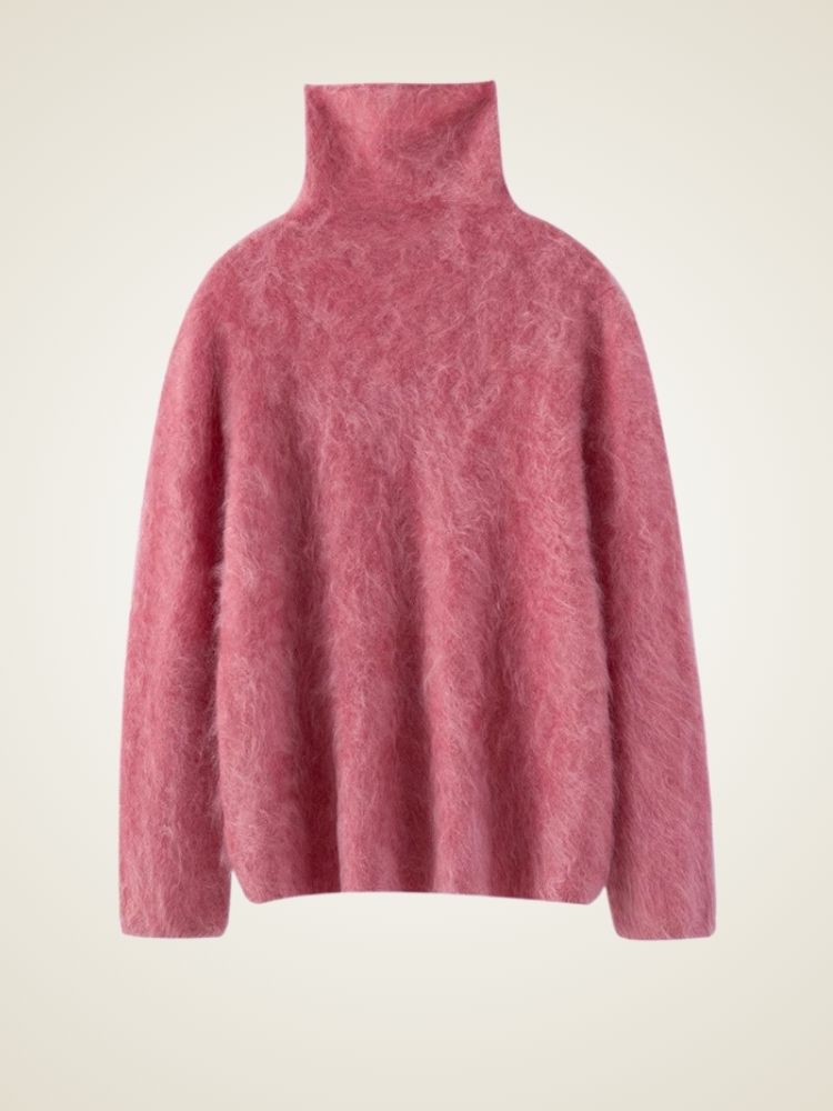 Lenora - Pink Brushed Cashmere Sweater | The Cashmere Studio