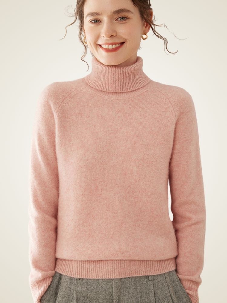 Lysandra - Pink Classic Cashmere Turtleneck | The Cashmere Studio