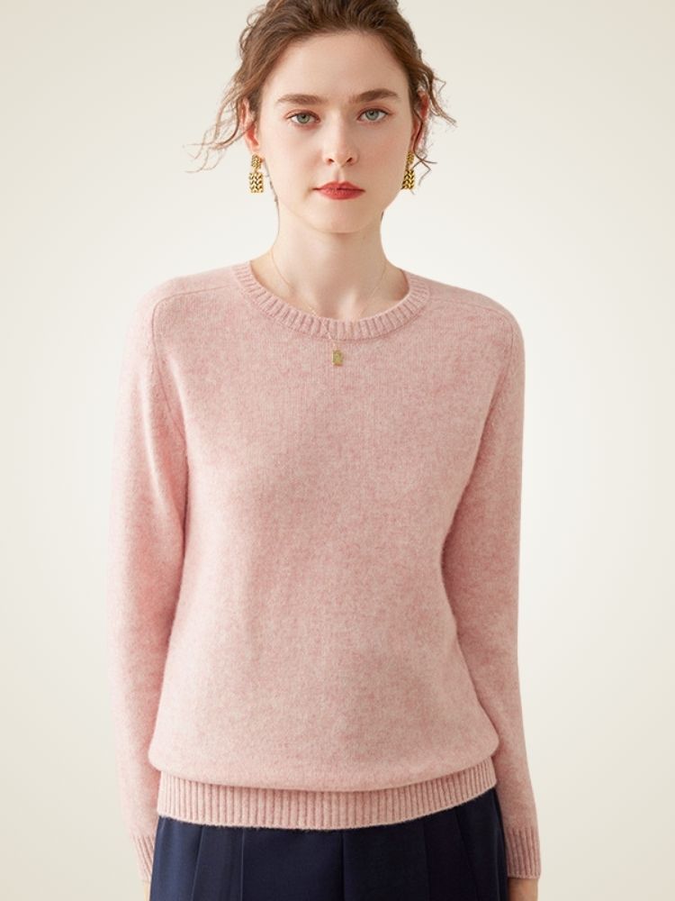 Valienne - Pink Crewneck Cashmere Sweater | The Cashmere Studio