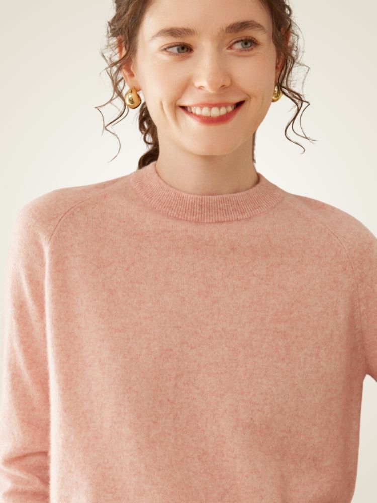 Galithia - Pink Crew Neck Cashmere Sweater | The Cashmere Studio