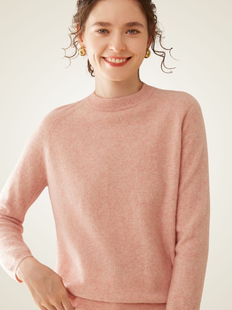 Galithia - Pink Crew Neck Cashmere Sweater | The Cashmere Studio