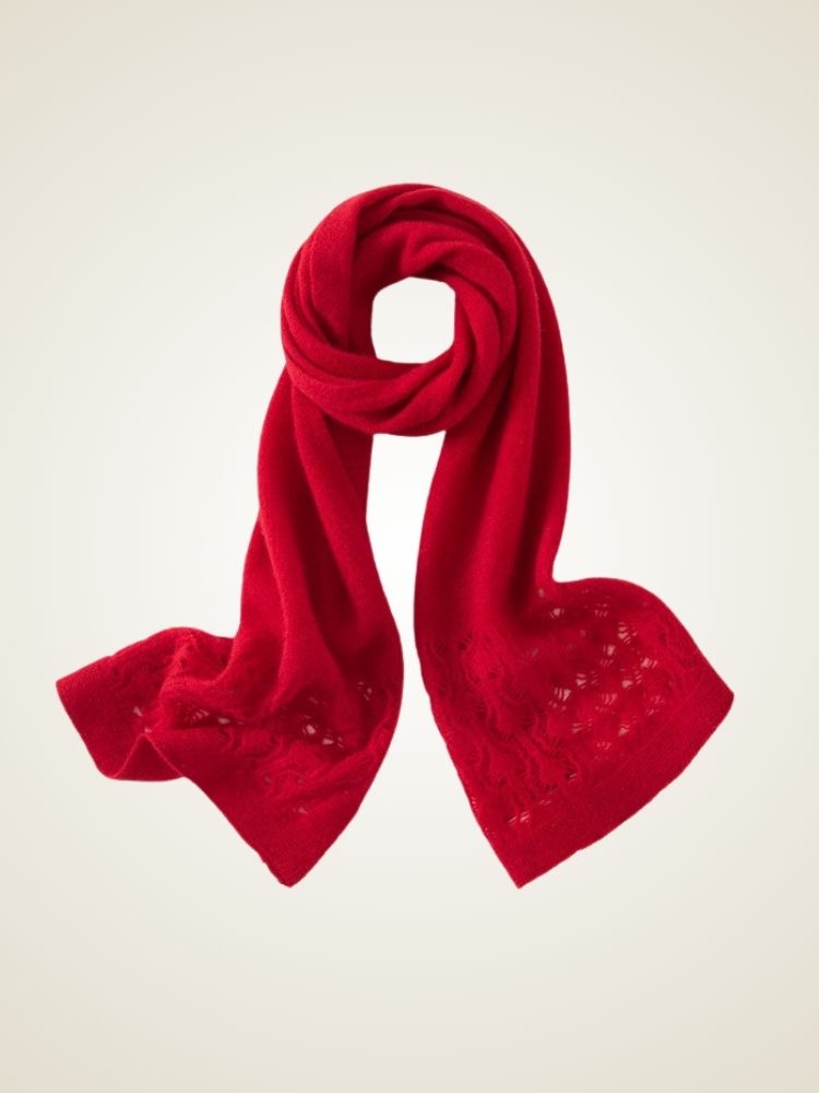 Ida - Red Woven Cashmere Scarf | The Cashmere Studio