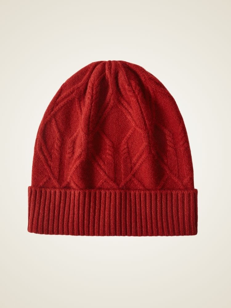 Katelina - Red Cable-Knit Cashmere Hat | The Cashmere Studio