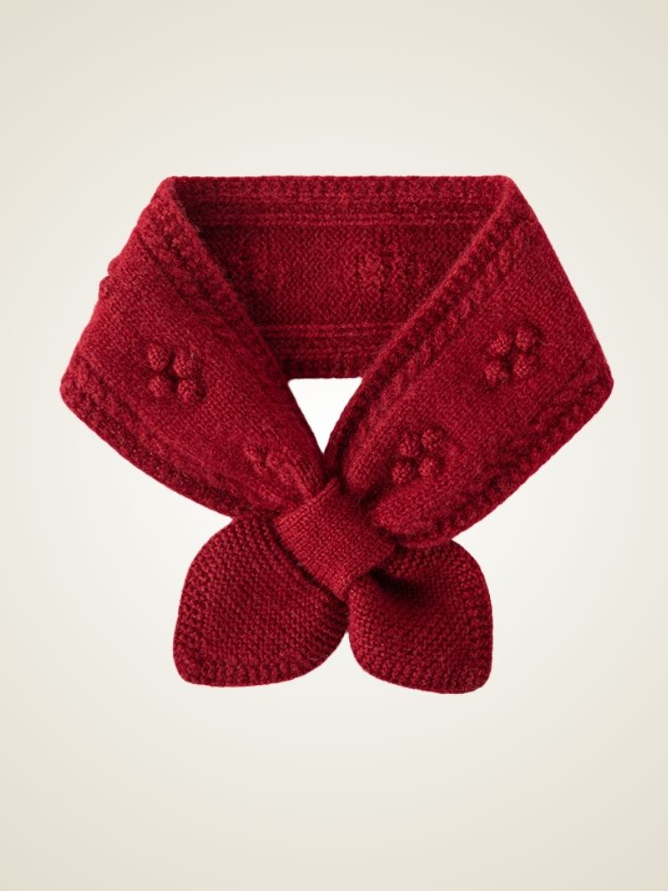 Tereza - Red Bow-Knot Cashmere Neck Scarf | The Cashmere Studio