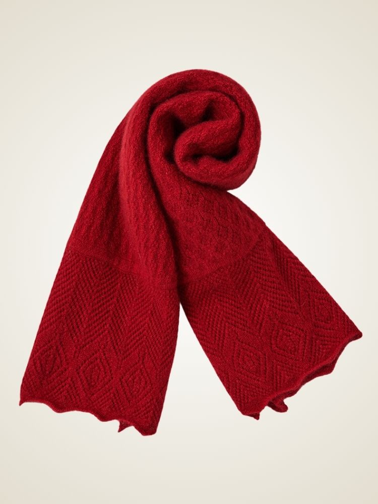 Bryna - Red Woven Cashmere Scarf | The Cashmere Studio