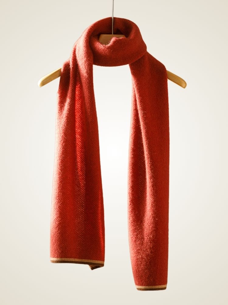 Valie - Red Honeycomb Cashmere Scarf | The Cashmere Studio