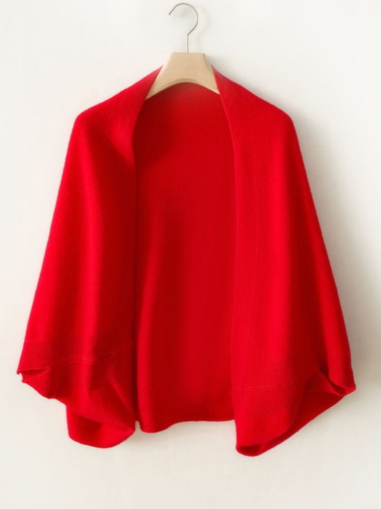 Alara - Red Cashmere Shawl Cardigan | The Cashmere Studio