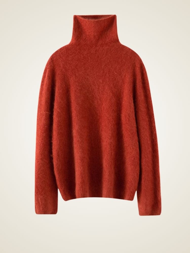 Lenora - Red Brushed Cashmere Sweater | The Cashmere Studio