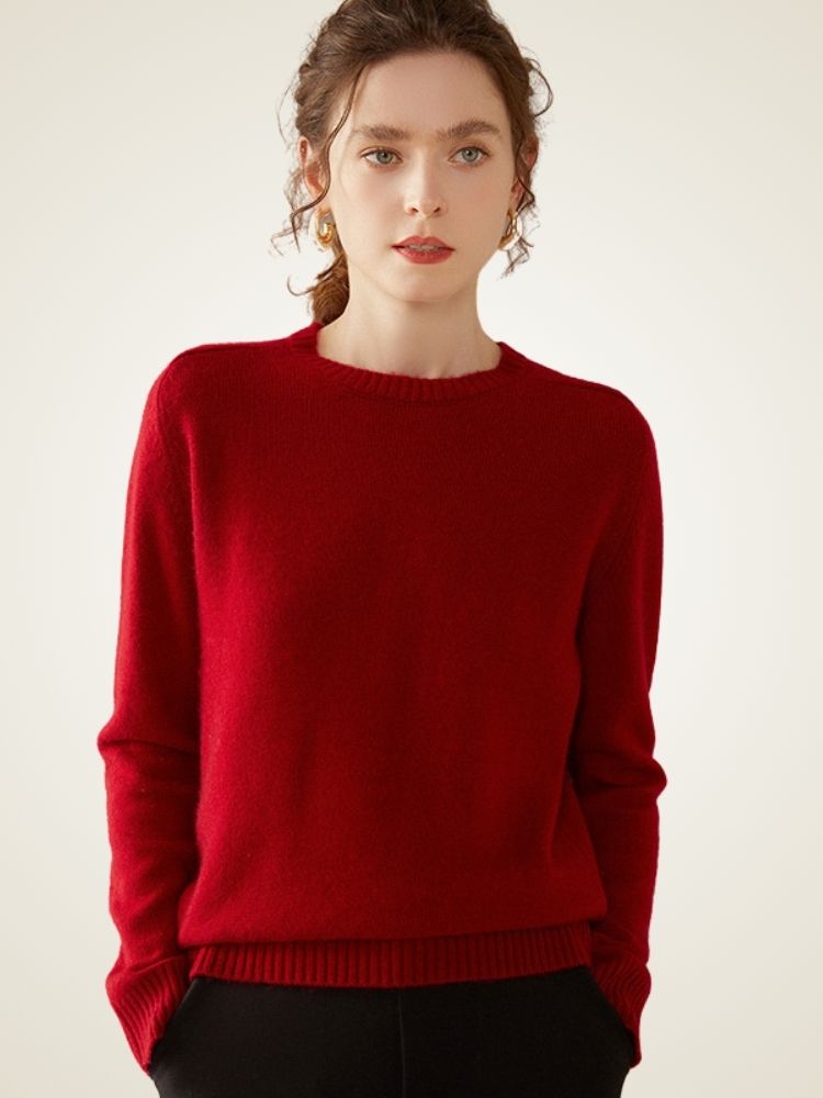 Valienne - Red Crewneck Cashmere Sweater | The Cashmere Studio