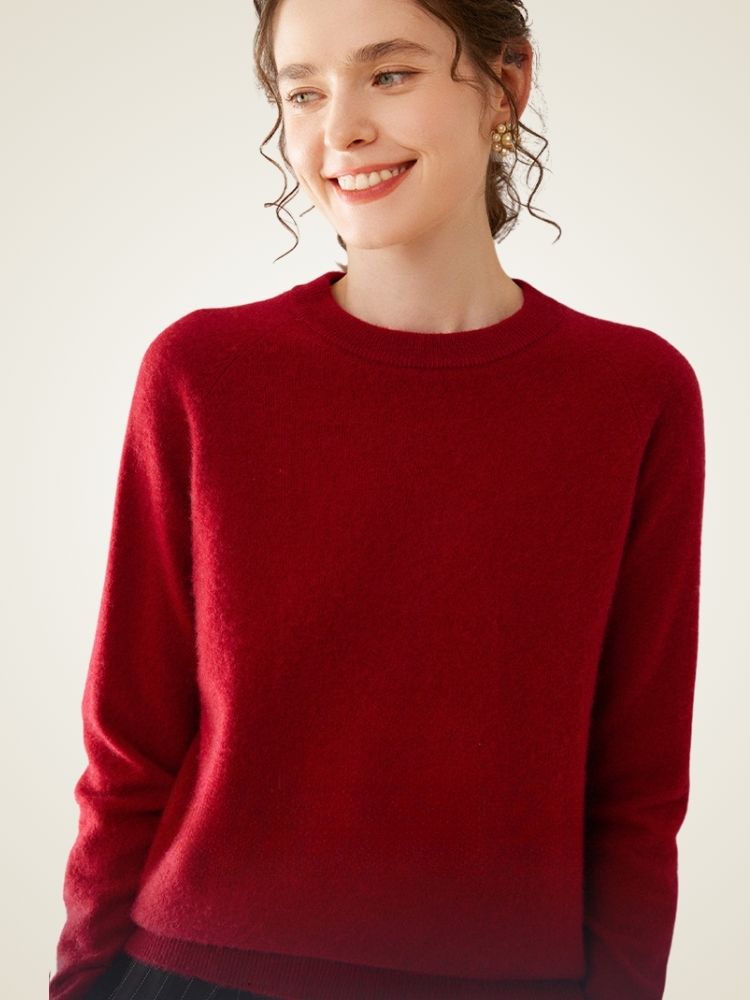 Galithia - Red Crew Neck Cashmere Sweater | The Cashmere Studio