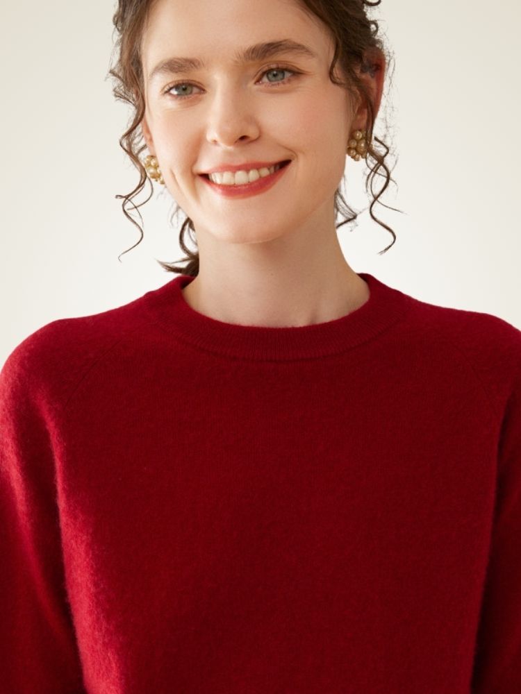 Galithia - Red Crew Neck Cashmere Sweater | The Cashmere Studio