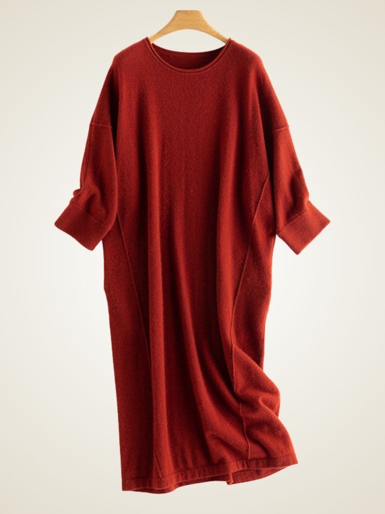 Rosanna - Red Casual Cashmere Dress | The Cashmere Studio