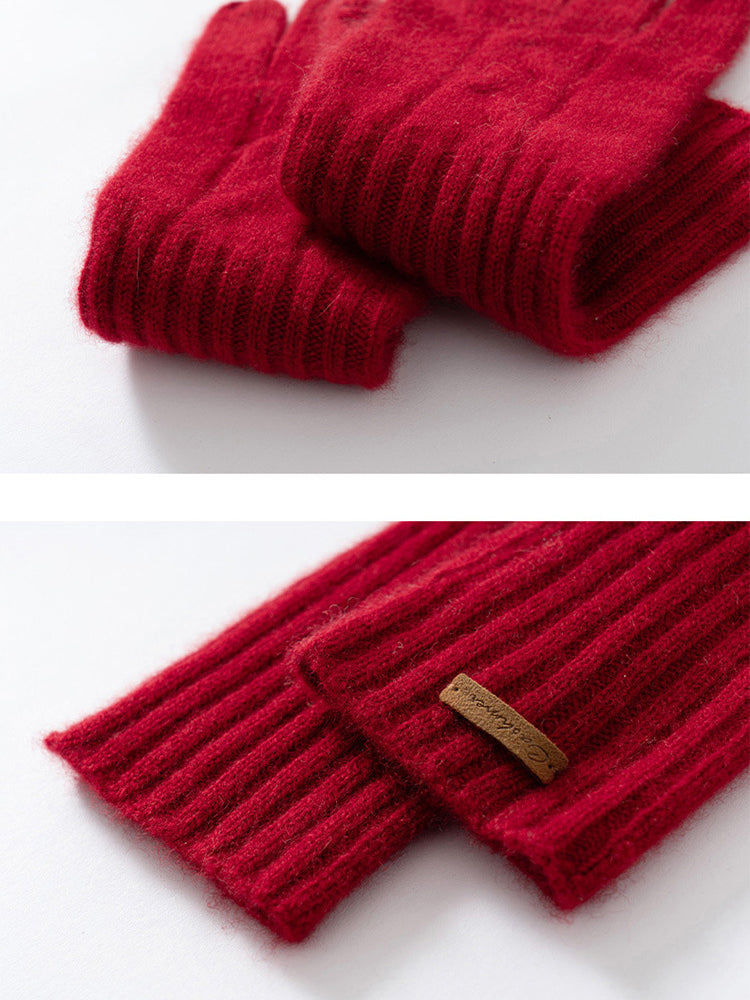 Mari - Red Classic Cashmere Gloves | The Cashmere Studio