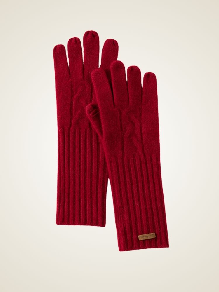 Mari - Red Classic Cashmere Gloves | The Cashmere Studio