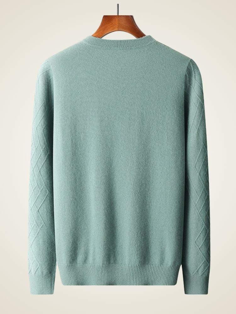Jett - Sage Green Geometric Cashmere Sweater | The Cashmere Studio