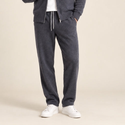 Silian — Dark Gray Relaxed Cashmere Pants | The Cashmere Studio