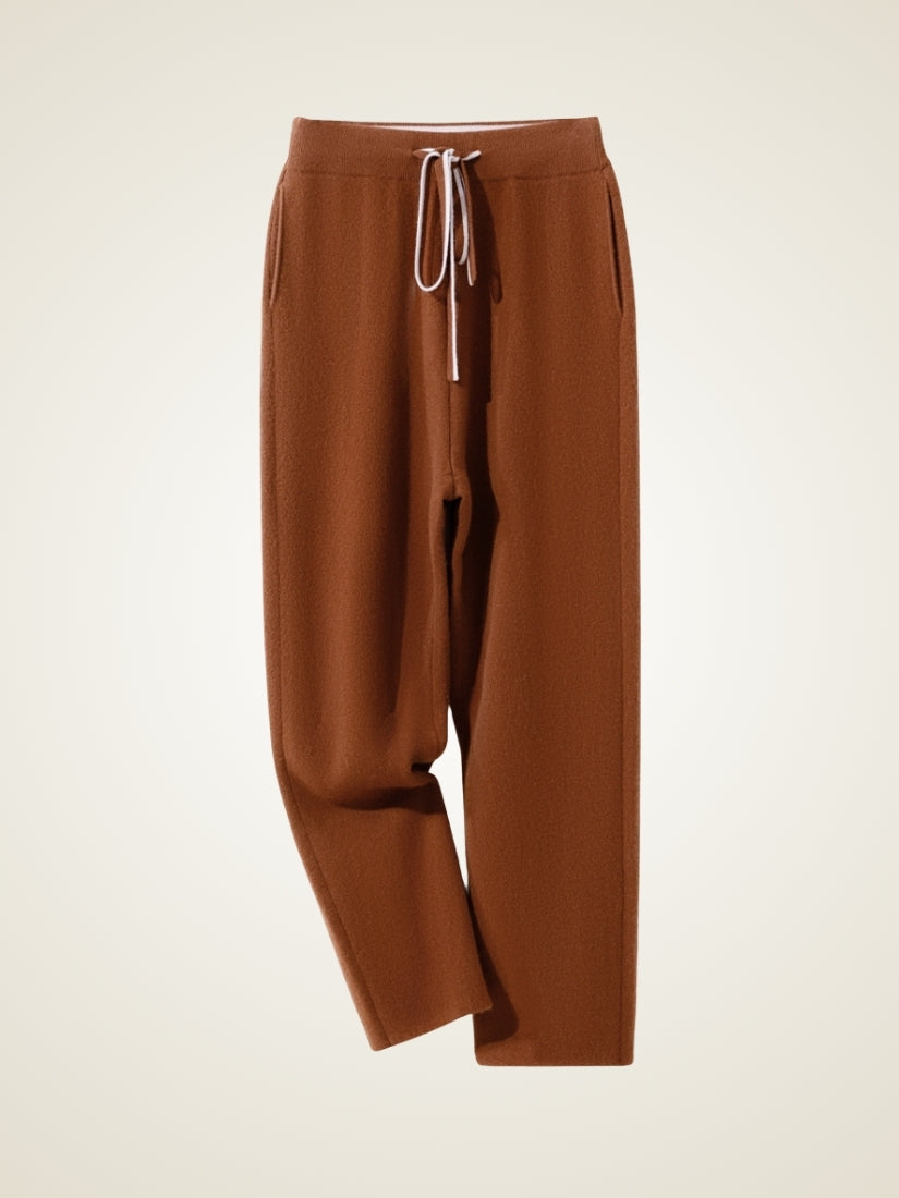 Silian — Dark Caramel Relaxed Cashmere Pants | The Cashmere Studio