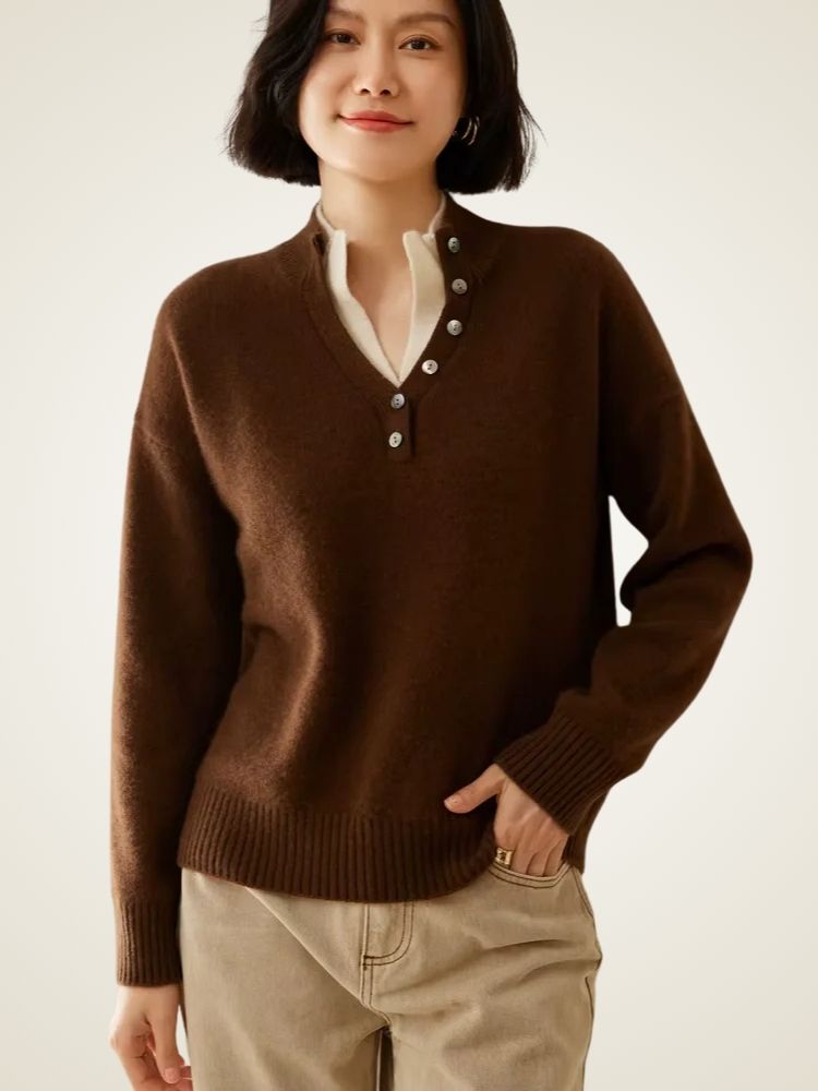 Stella - Double Collar Cashmere Sweater | The Cashmere Studio
