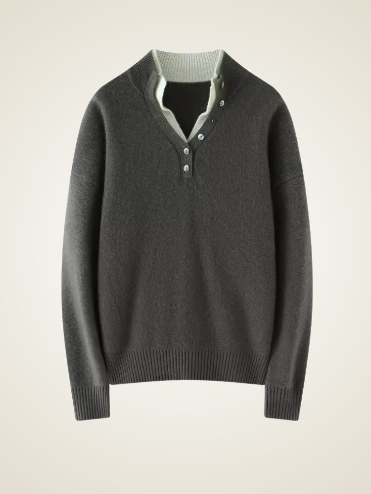 Stella - Double Collar Cashmere Sweater | The Cashmere Studio