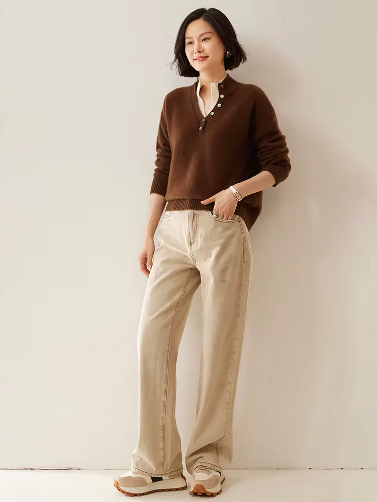 Stella - Double Collar Cashmere Sweater | The Cashmere Studio