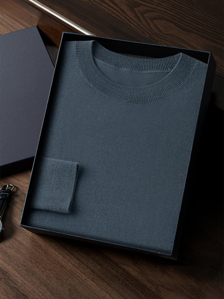Ellis - Stormy Teal Cashmere Crewneck Sweater | The Cashmere Studio