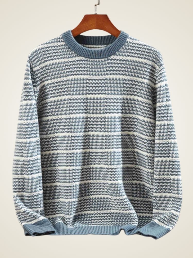 Garrison - Stormy Teal Textured Cashmere Sweater | The Cashmere Studio
