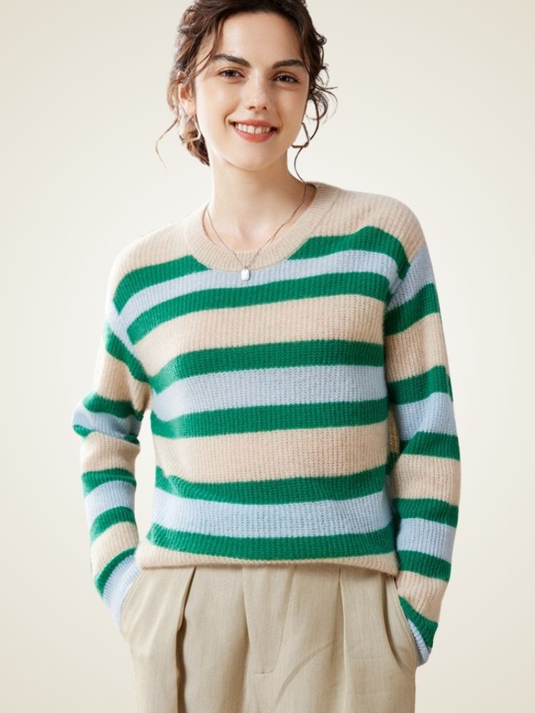 Elyndra - Seaside Stripes Cashmere Sweater | The Cashmere Studio