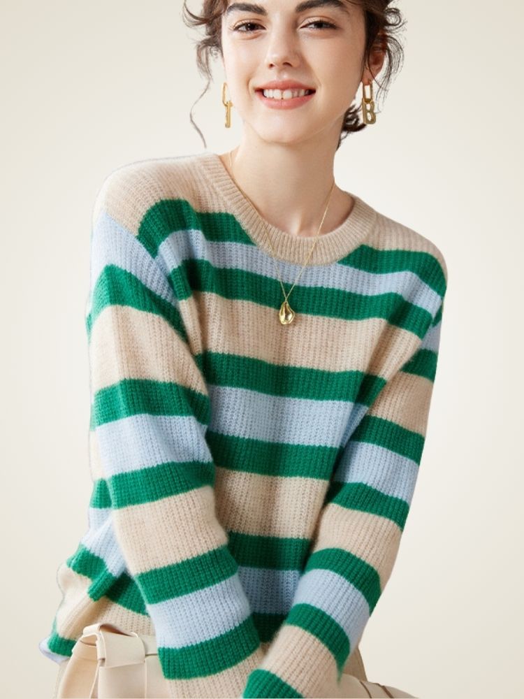 Elyndra - Seaside Stripes Cashmere Sweater | The Cashmere Studio