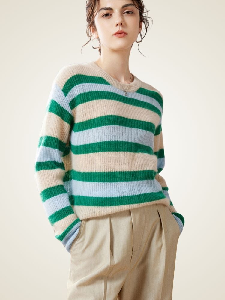 Elyndra - Seaside Stripes Cashmere Sweater | The Cashmere Studio