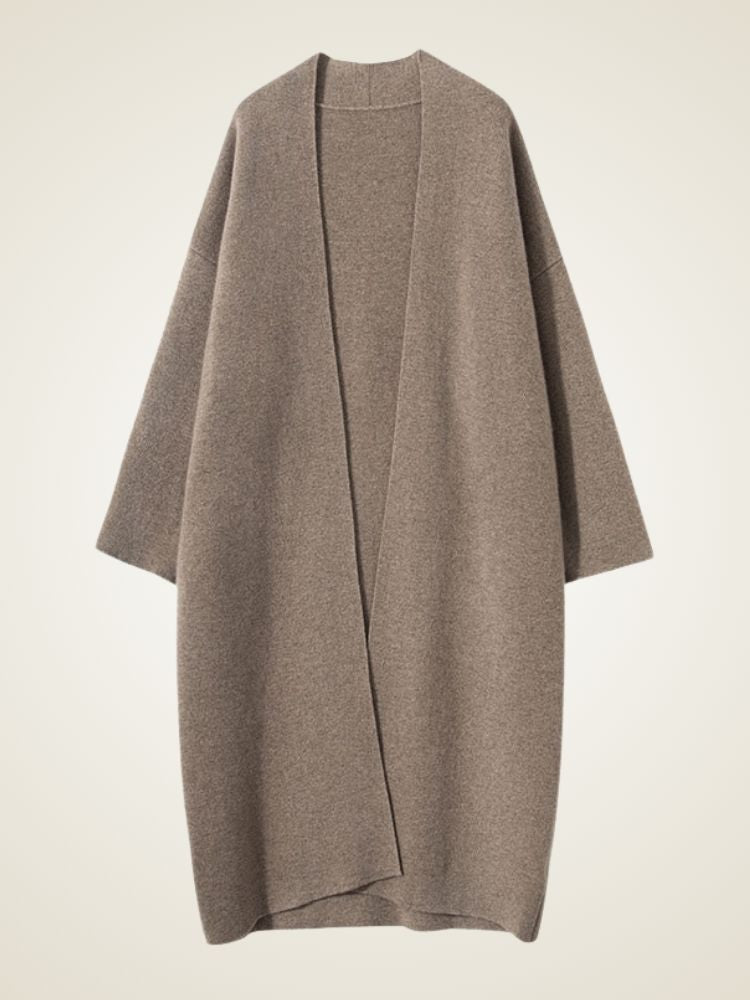 Alix - Taupe Open-Front Cashmere Coat | The Cashmere Studio