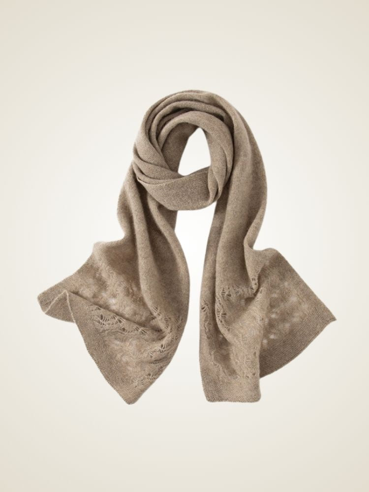 Ida - Taupe Woven Cashmere Scarf | The Cashmere Studio