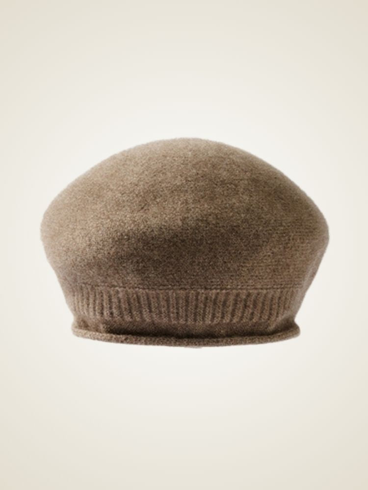 Inara - Taupe Classic Cashmere Beret | The Cashmere Studio
