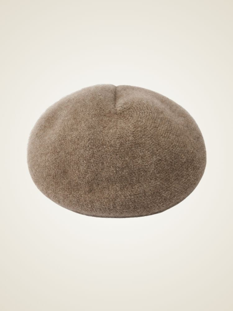 Inara - Taupe Classic Cashmere Beret | The Cashmere Studio