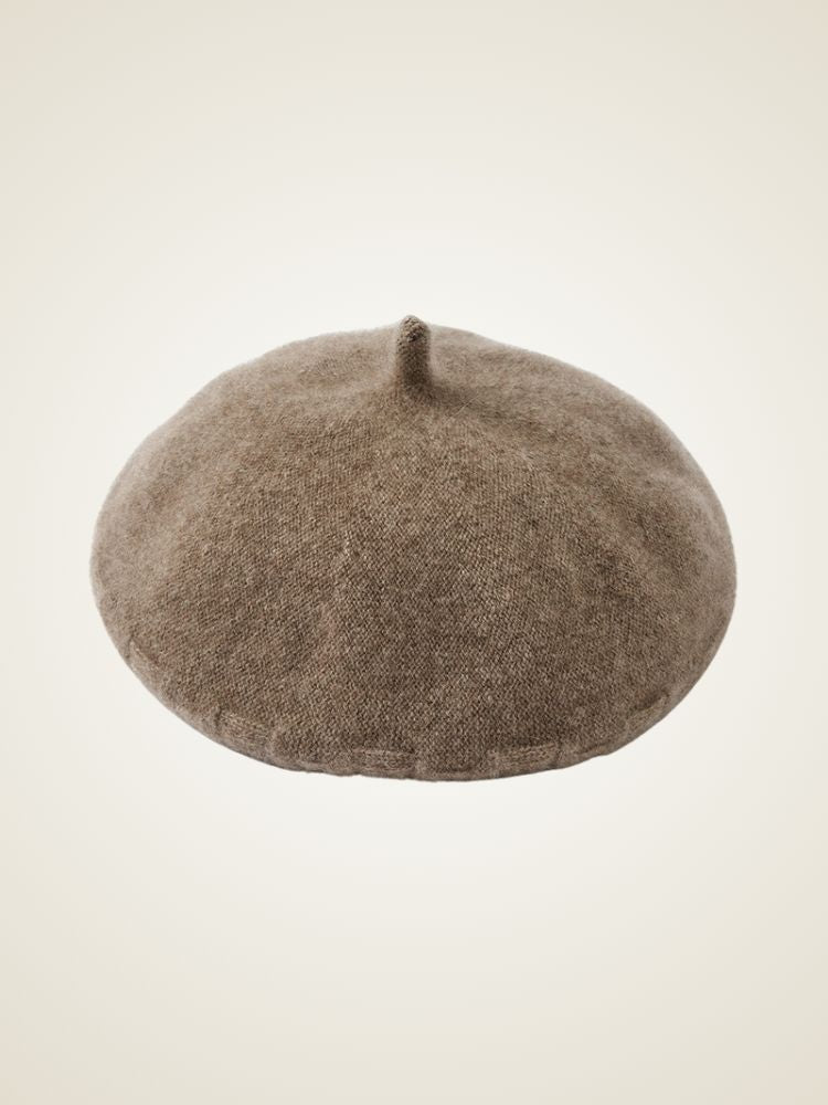 Jaylinn - Taupe Classic Cashmere Beret | The Cashmere Studio