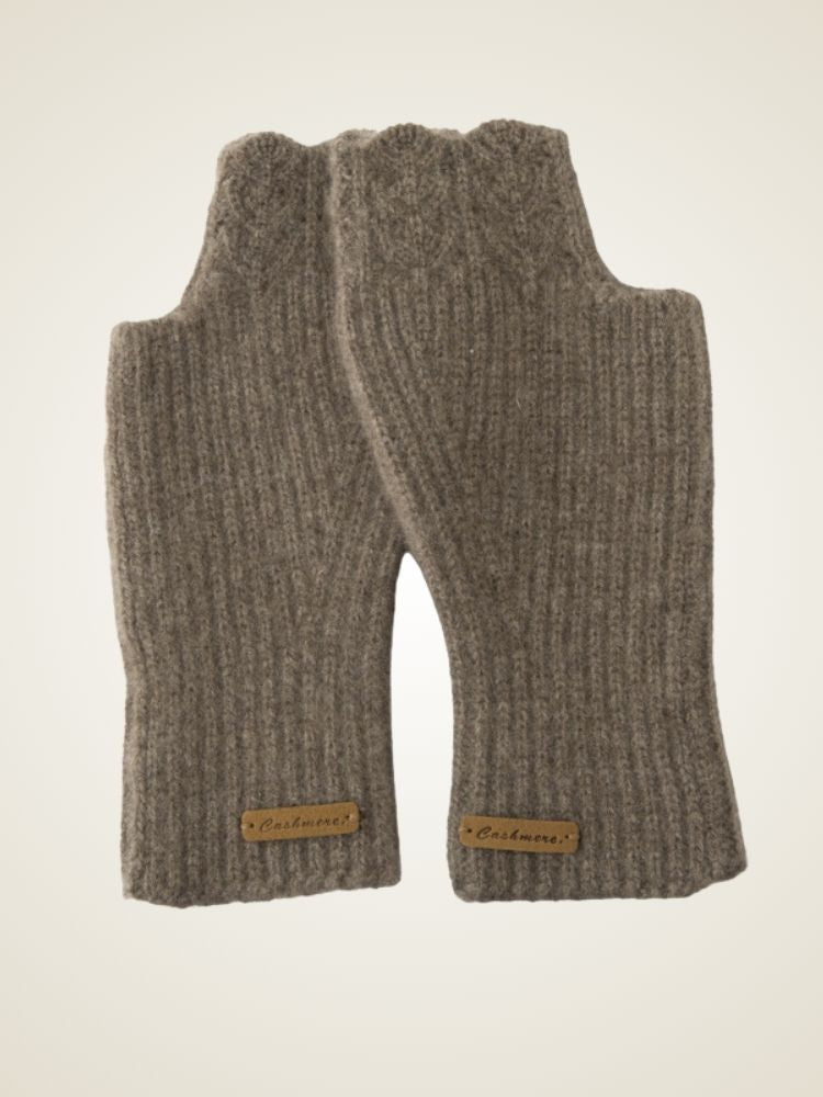 Merida - Taupe Cashmere Fingerless Gloves | The Cashmere Studio