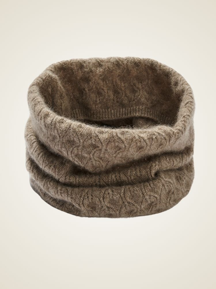 Odina - Taupe Cashmere Neck Warmer | The Cashmere Studio