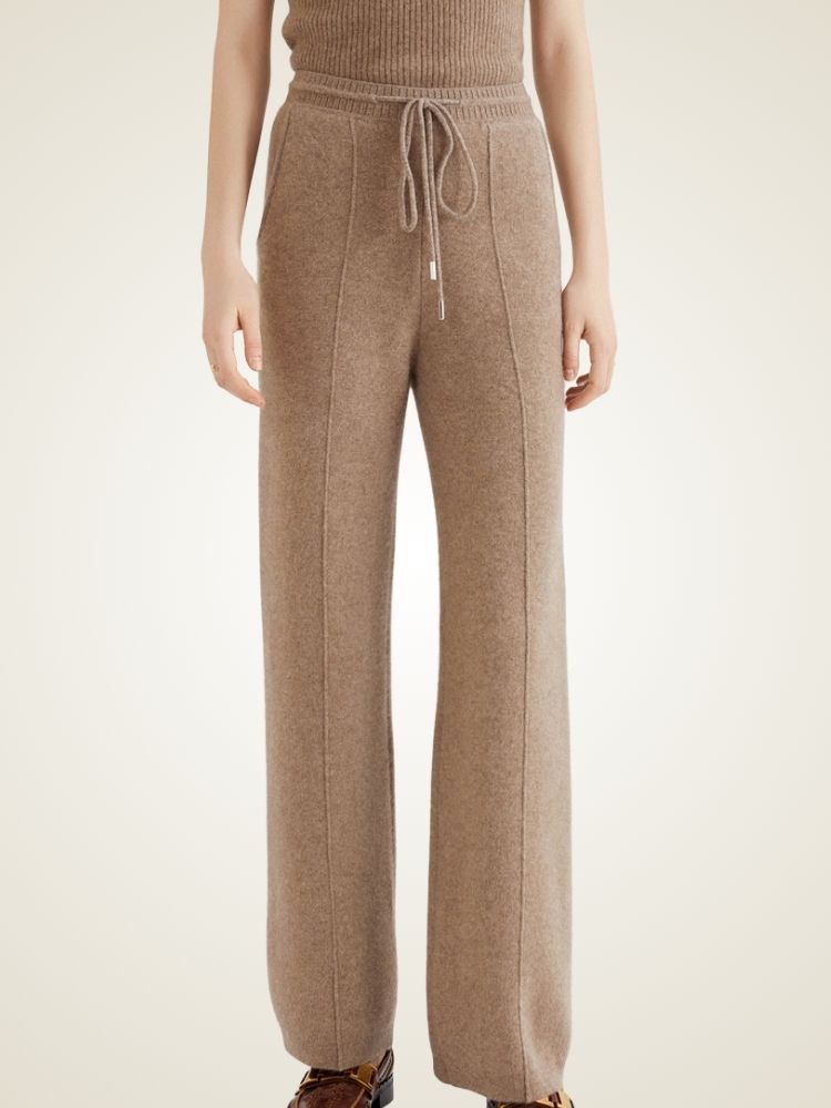 Analisa - Taupe Classic Cashmere Pants | The Cashmere Studio