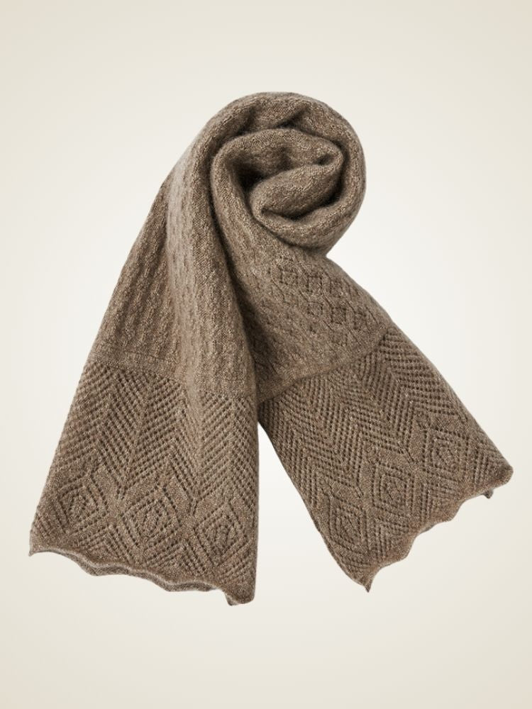 Bryna - Taupe Woven Cashmere Scarf | The Cashmere Studio