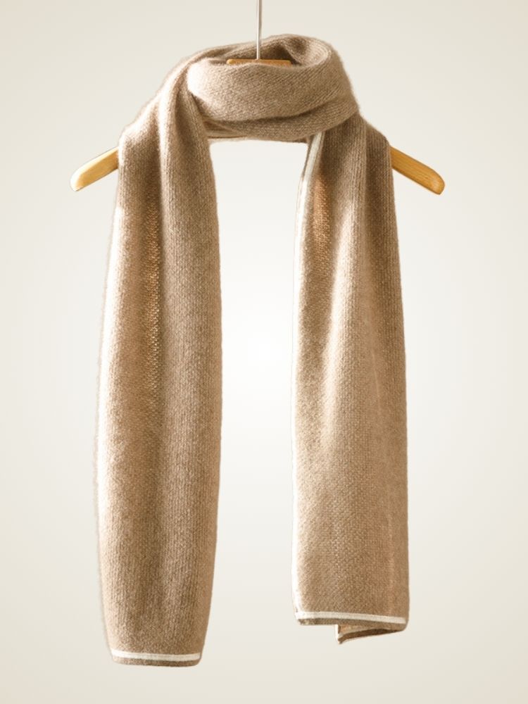 Valie - Taupe Honeycomb Cashmere Scarf | The Cashmere Studio