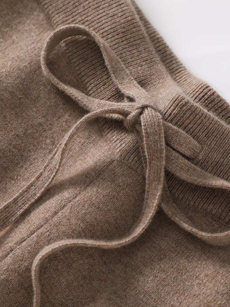 Viana - Taupe Wide-Leg Cashmere Pants | The Cashmere Studio