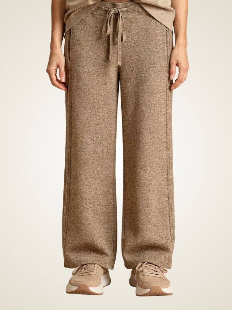 Viana - Taupe Wide-Leg Cashmere Pants | The Cashmere Studio