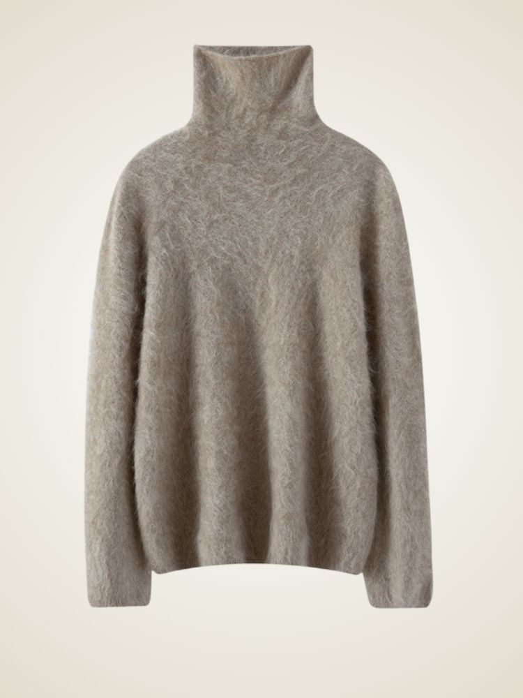 Lenora - Taupe Brushed Cashmere Sweater | The Cashmere Studio