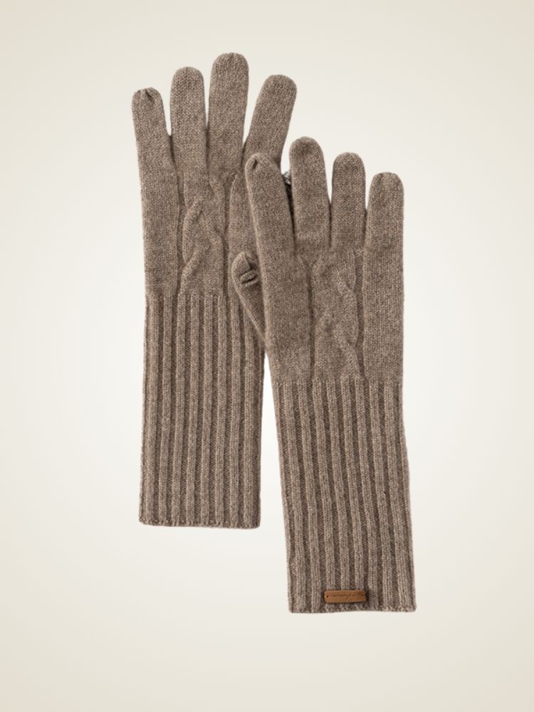 Mari - Taupe Classic Cashmere Gloves | The Cashmere Studio