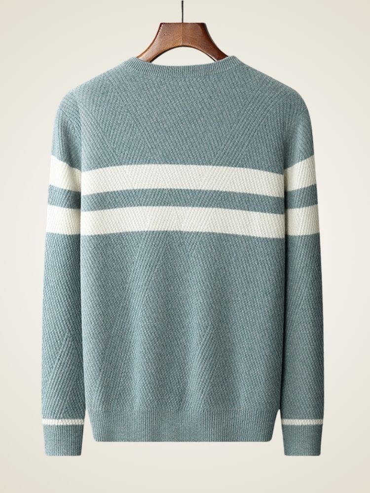 Lane - Teal Striped Cashmere Sweater | The Cashmere Studio