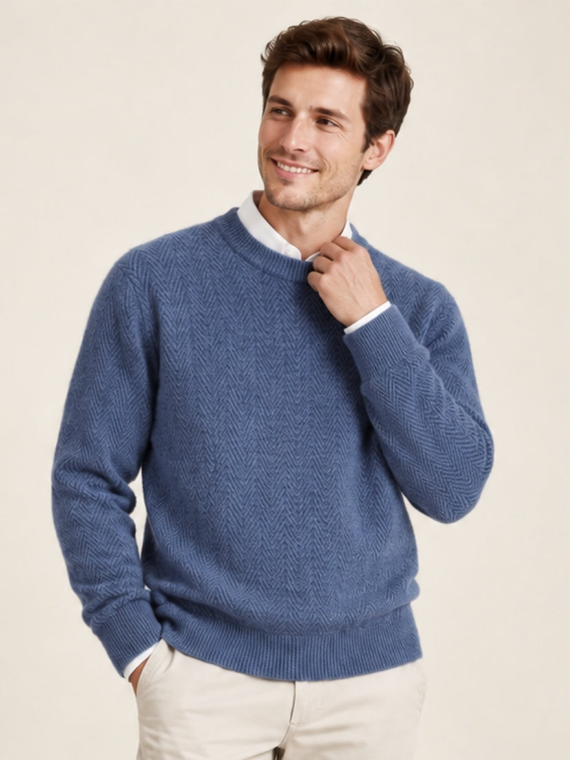 Thomas - Blue Crewneck Cashmere Sweater | The Cashmere Studio