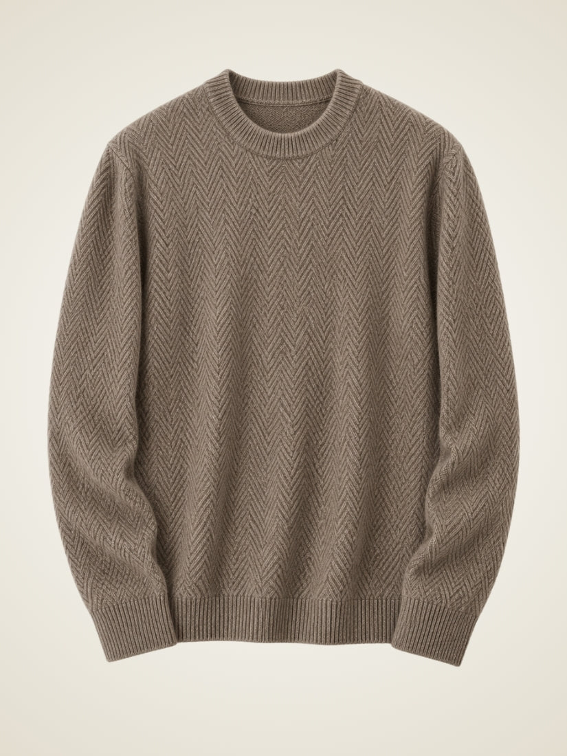 Thomas - Taupe Crewneck Cashmere Sweater | The Cashmere Studio