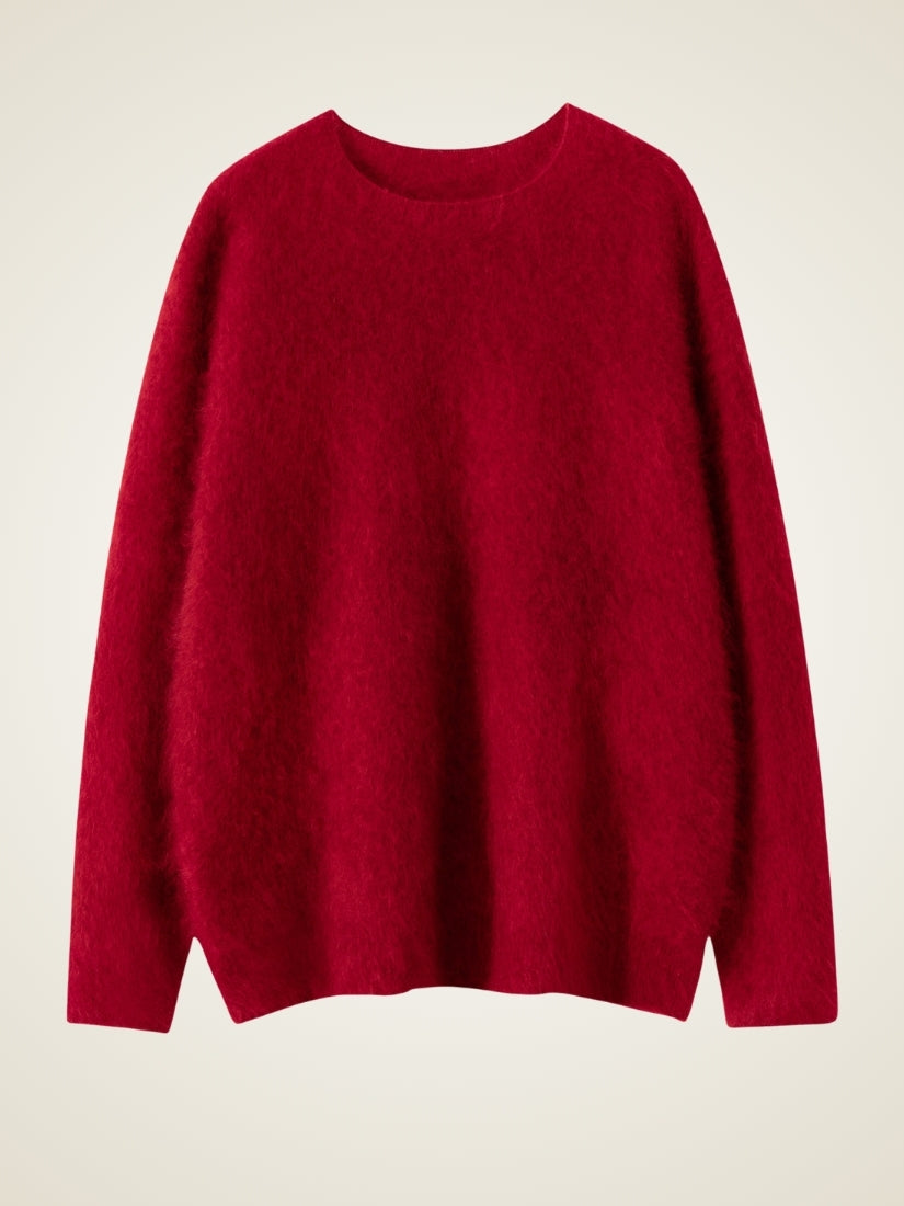 Vanoria - Red Brushed Cashmere Sweater | The Cashmere Studio