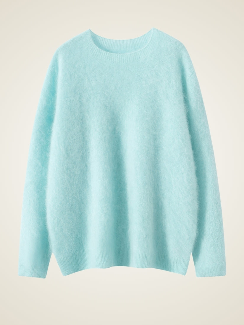 Vanoria - Light Teal Brushed Cashmere Sweater | The Cashmere Studio