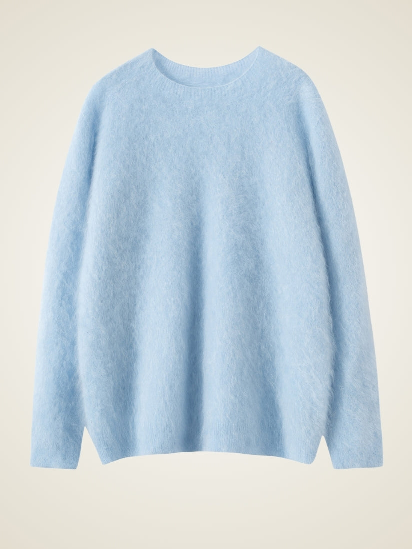 Vanoria - Light Blue Brushed Cashmere Sweater | The Cashmere Studio