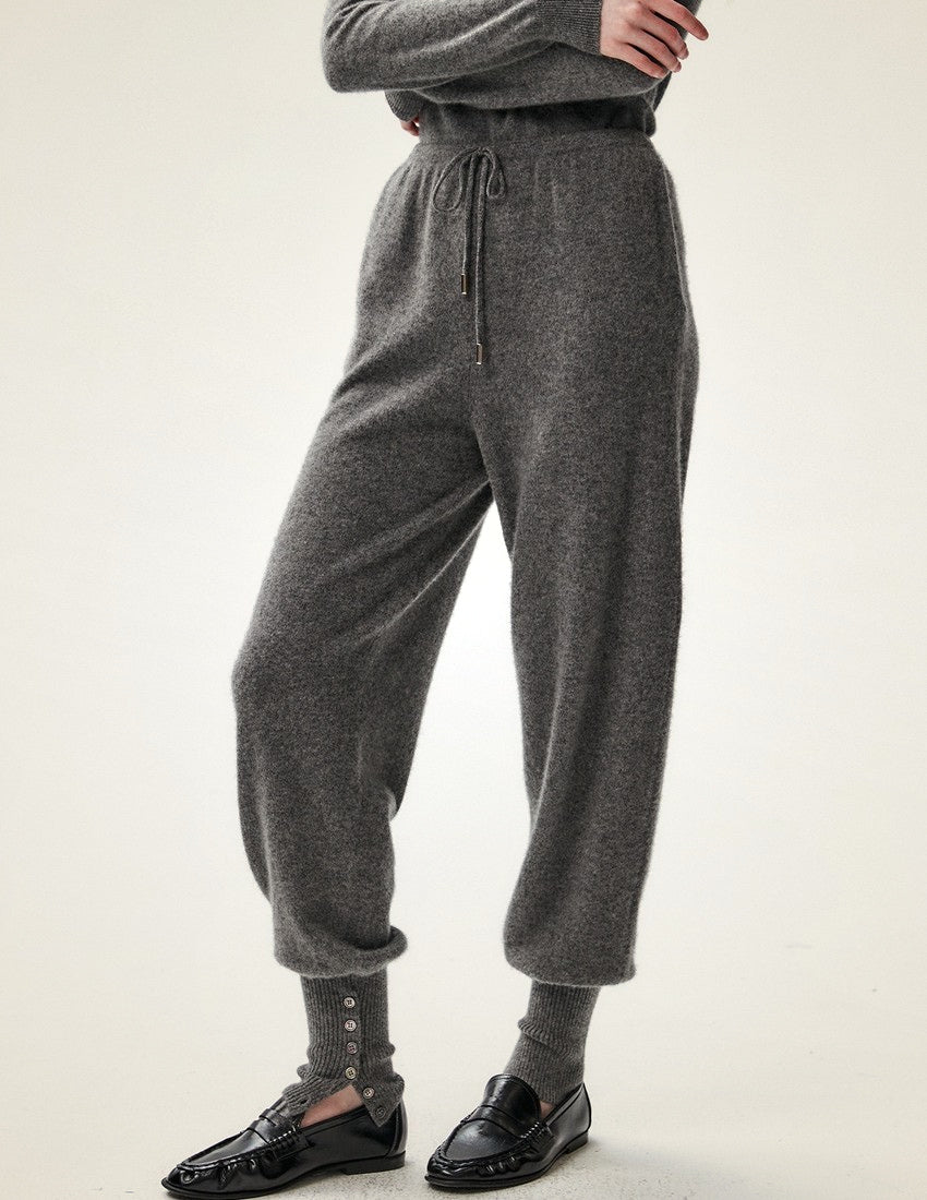 Venalith - Dark Gray Drawstring Cashmere Jogger Pants | The Cashmere Studio